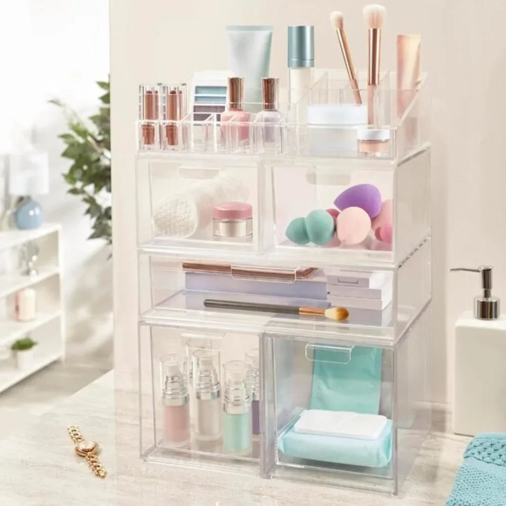 New Audrey Clear Makeup Organizer with 15 Compartments for Brushes & Palettes